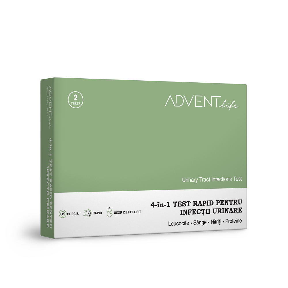 Test rapid infectii urinare 4 in 1, 1 cutie x 2 teste, Advent Life