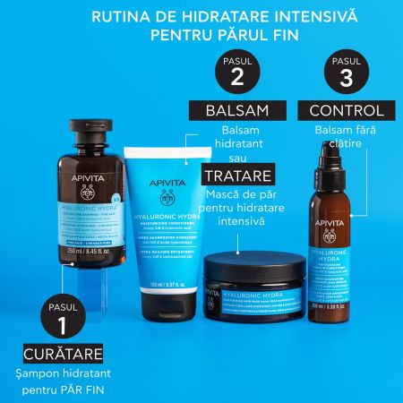 Sampon hidratant cu miere si acid hialuronic Hyaluronic Hydra, 250 ml, Apivita 657756
