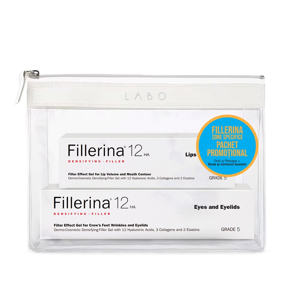 Pachet Tratament pentru ochi si pleoape + Tratament pentru buze si conturul buzelor Grad 5 12HA Filler, Fillerina