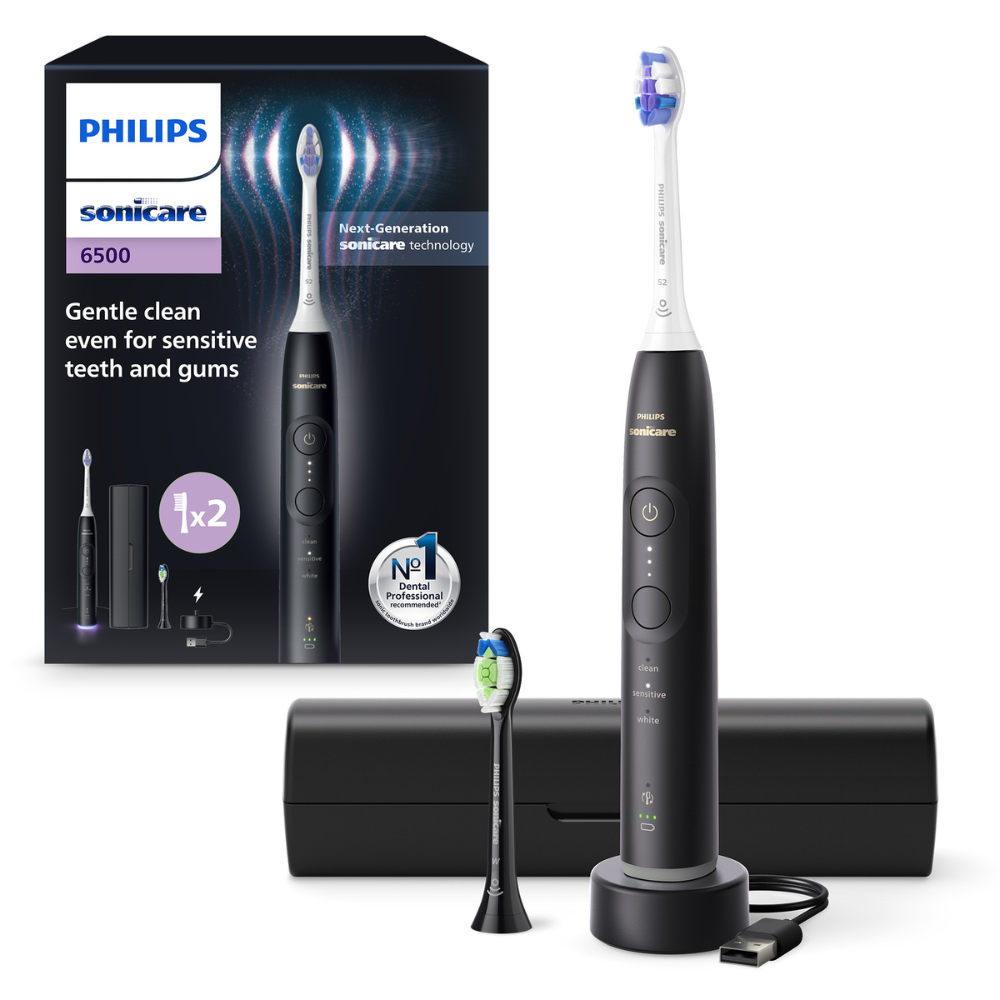 Periuta electrica neagra 6500 + toc HX7411/01, 1 bucata, Philips Sonicare