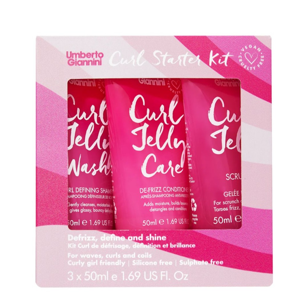 Set Sampon pentru definirea buclelor  50 ml  + Balsam anti-frizz pentru par cret 50 ml + Gel pentru definirea buclelor 50 ml Curl Jelly, Umberto Gianinni