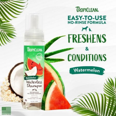 Sampon fara clatire cu pepene verde pentru caini si pisici Grooming, 220 ml, Tropiclean 658377