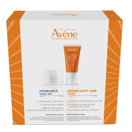 Pachet Gel crema hidratant Hydrance Aqua 50 ml + Crema anti-age cu SPF 50+ 50 ml, Avene 658686