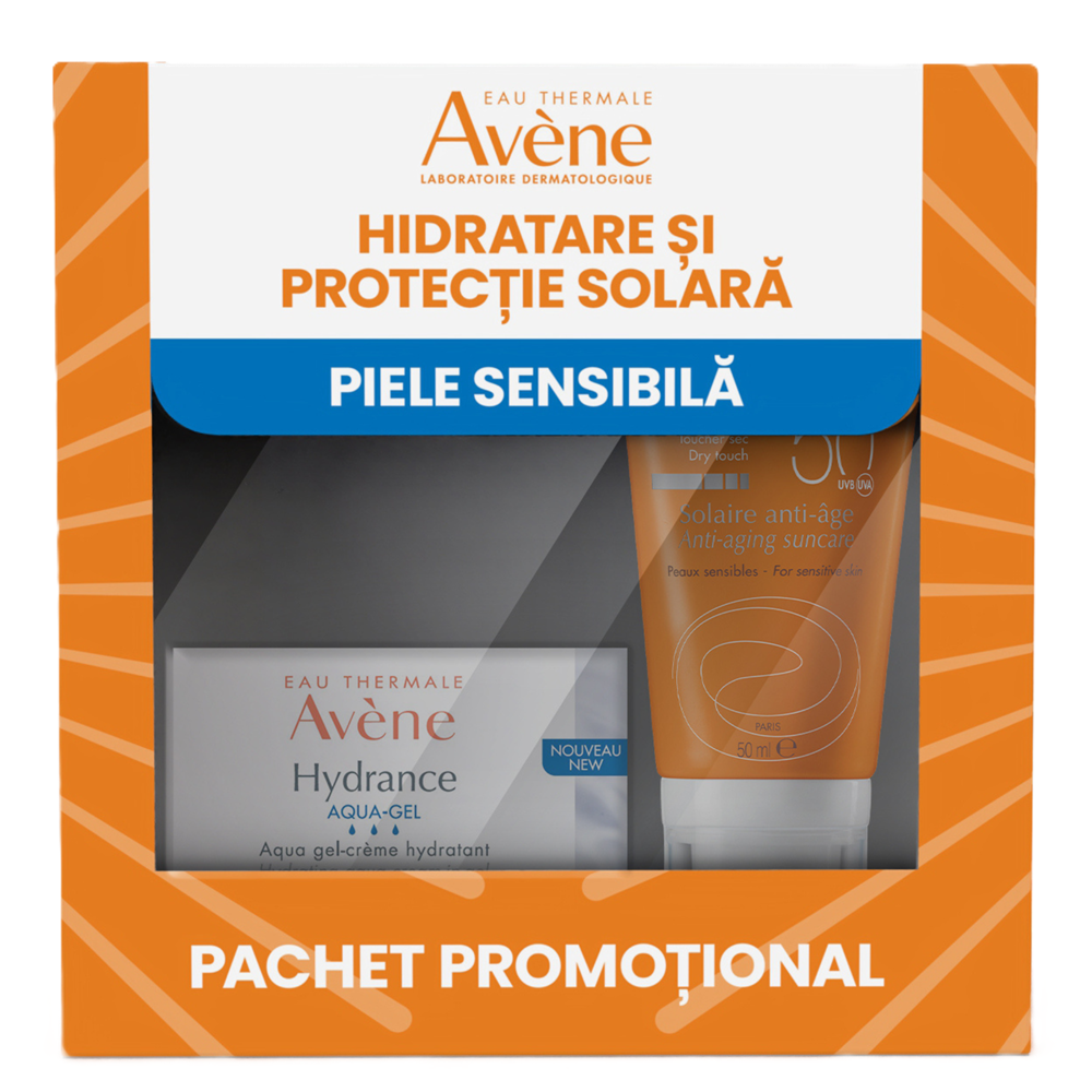 Pachet Gel crema hidratant Hydrance Aqua 50 ml + Crema anti-age cu SPF 50+ 50 ml, Avene