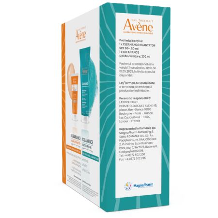 Pachet Gel de Curatare 200 ml + Crema nuantatoare cu protectie solara SPF 50+ 50 ml Cleanance, Avene 658692