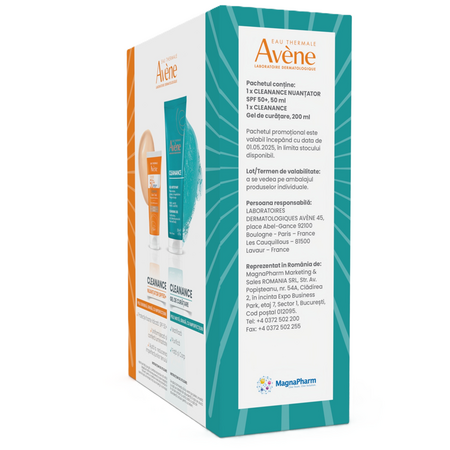 Pachet Gel de Curatare 200 ml + Crema nuantatoare cu protectie solara SPF 50+ 50 ml Cleanance, Avene 658692