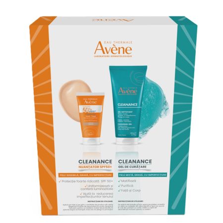 Pachet Gel de Curatare 200 ml + Crema nuantatoare cu protectie solara SPF 50+ 50 ml Cleanance, Avene 658691