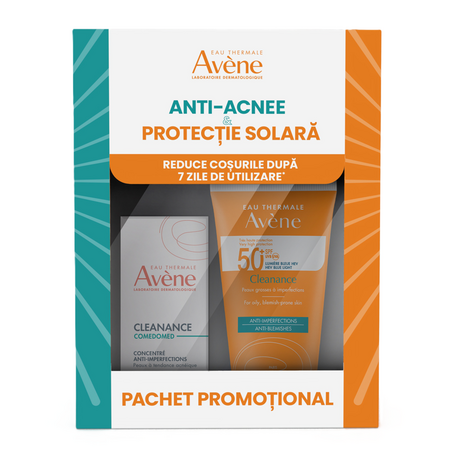 Pachet Concentrat anti-imperfectiuni pentru ten cu tendinta acneica Comedomed 30 ml + Crema cu SPF50+ pentru ten gras-acneic 50 ml Cleanance, Avene