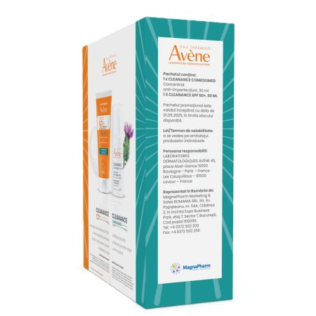 Pachet Concentrat anti-imperfectiuni pentru ten cu tendinta acneica Comedomed 30 ml + Crema cu SPF50+ pentru ten gras-acneic 50 ml Cleanance, Avene 658710