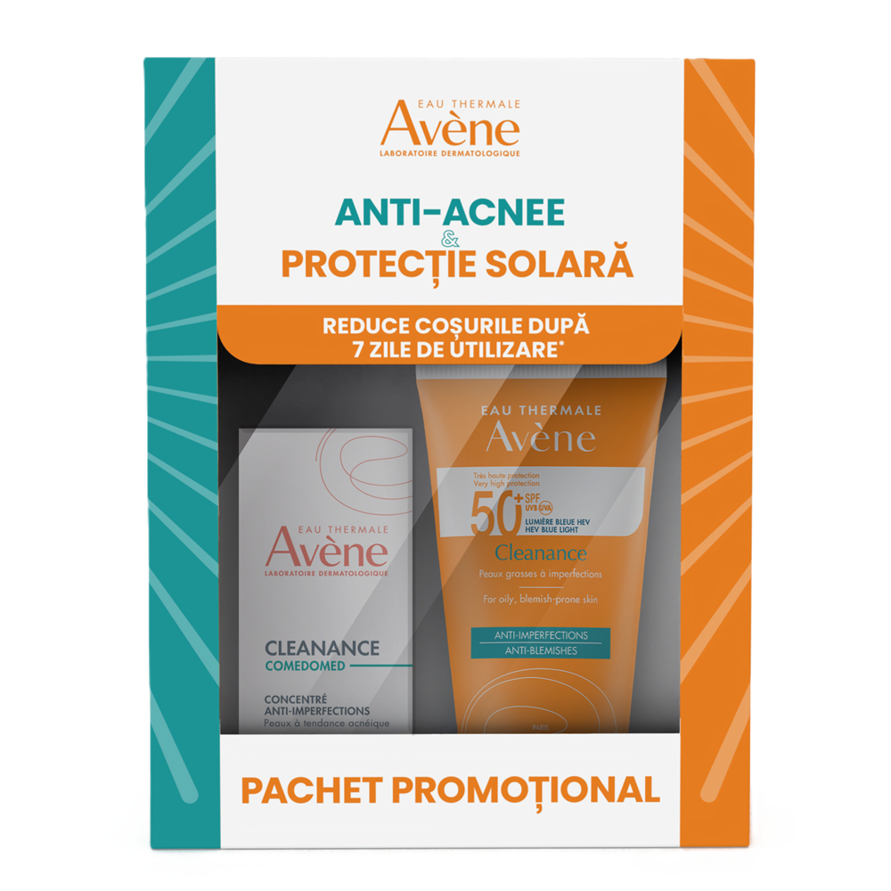 Pachet Concentrat anti-imperfectiuni pentru ten cu tendinta acneica Comedomed 30 ml + Crema cu SPF50+ pentru ten gras-acneic 50 ml Cleanance, Avene