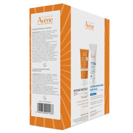 Pachet Lotiune protectie solara cu SPF 50+ Intense Protect 150 ml + Lotiune reparatoare dupa plaja 200 ml Sun Care, Avene 660195