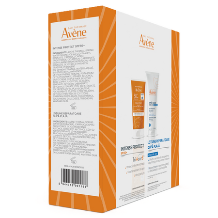 Pachet Lotiune protectie solara cu SPF 50+ Intense Protect 150 ml + Lotiune reparatoare dupa plaja 200 ml Sun Care, Avene 660195