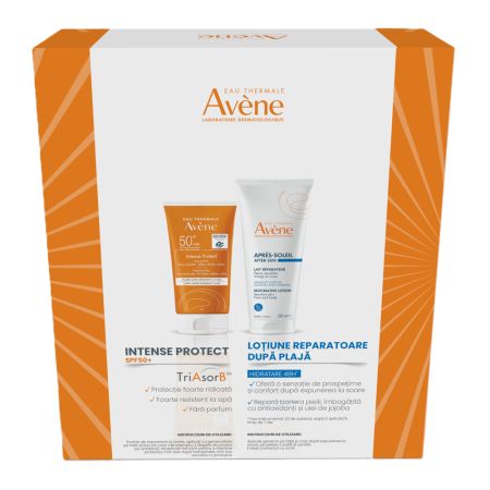 Pachet Lotiune protectie solara cu SPF 50+ Intense Protect 150 ml + Lotiune reparatoare dupa plaja 200 ml Sun Care, Avene 660196