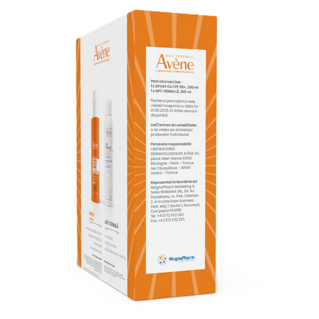 Pachet Spray pentru protectie solara cu SPF 50 200 ml + Apa termala spray 150 ml, Avene 660188