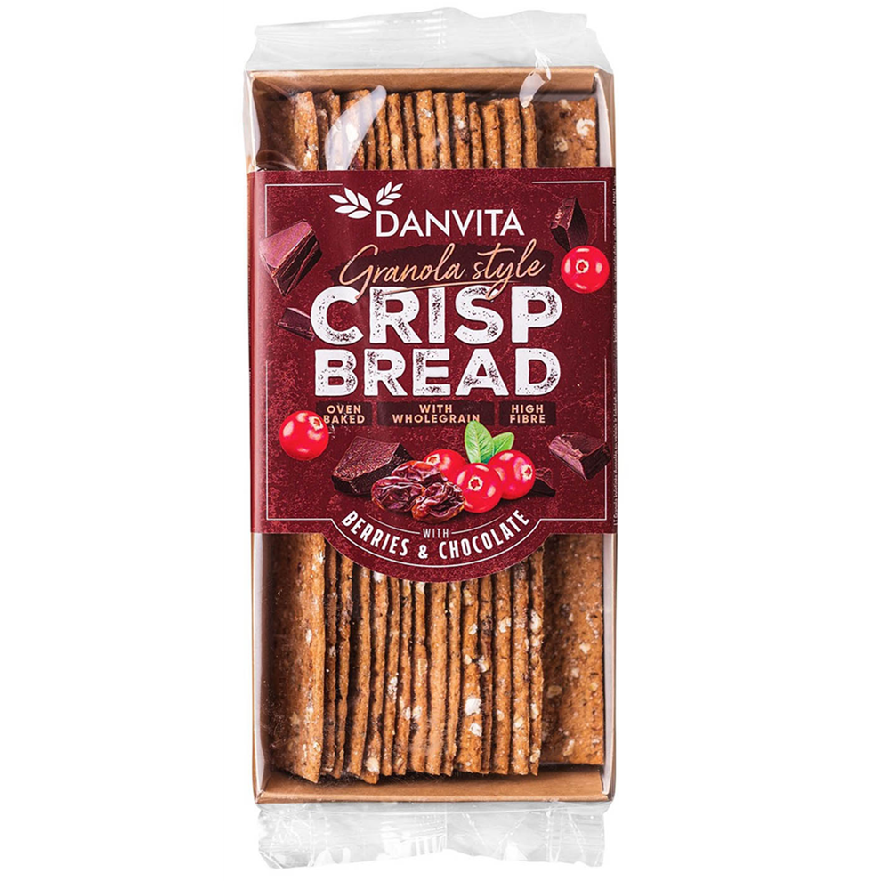 Paine crocanta cu fructe de padure si ciocolata, 130 g, Danvita