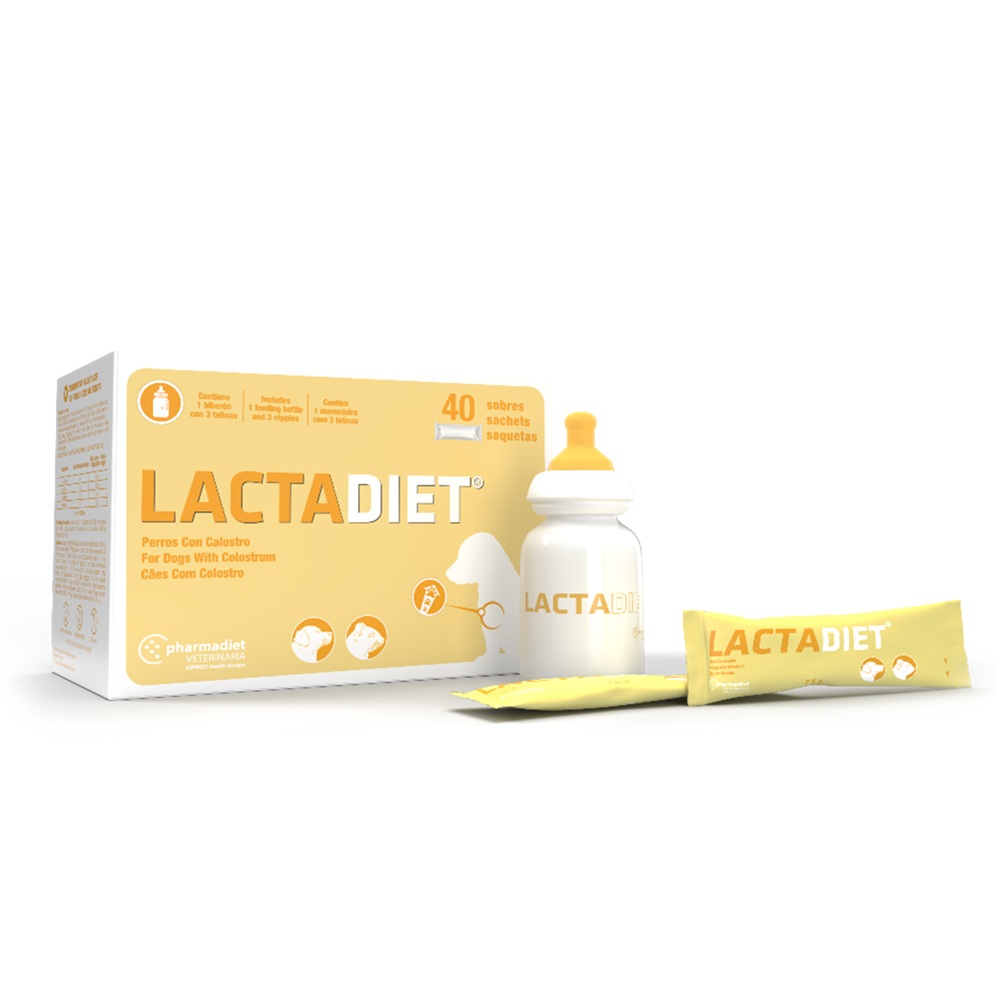 Inlocuitor de lapte cu Omega 3 si colostru pentru caini, iepuri si rozatoare Lactadiet Colostrum, 40x7.5g, Pharmadiet Veterinaria