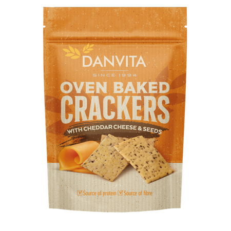 Crackers cu branza Cheddar si seminte, 100 g, Danvita