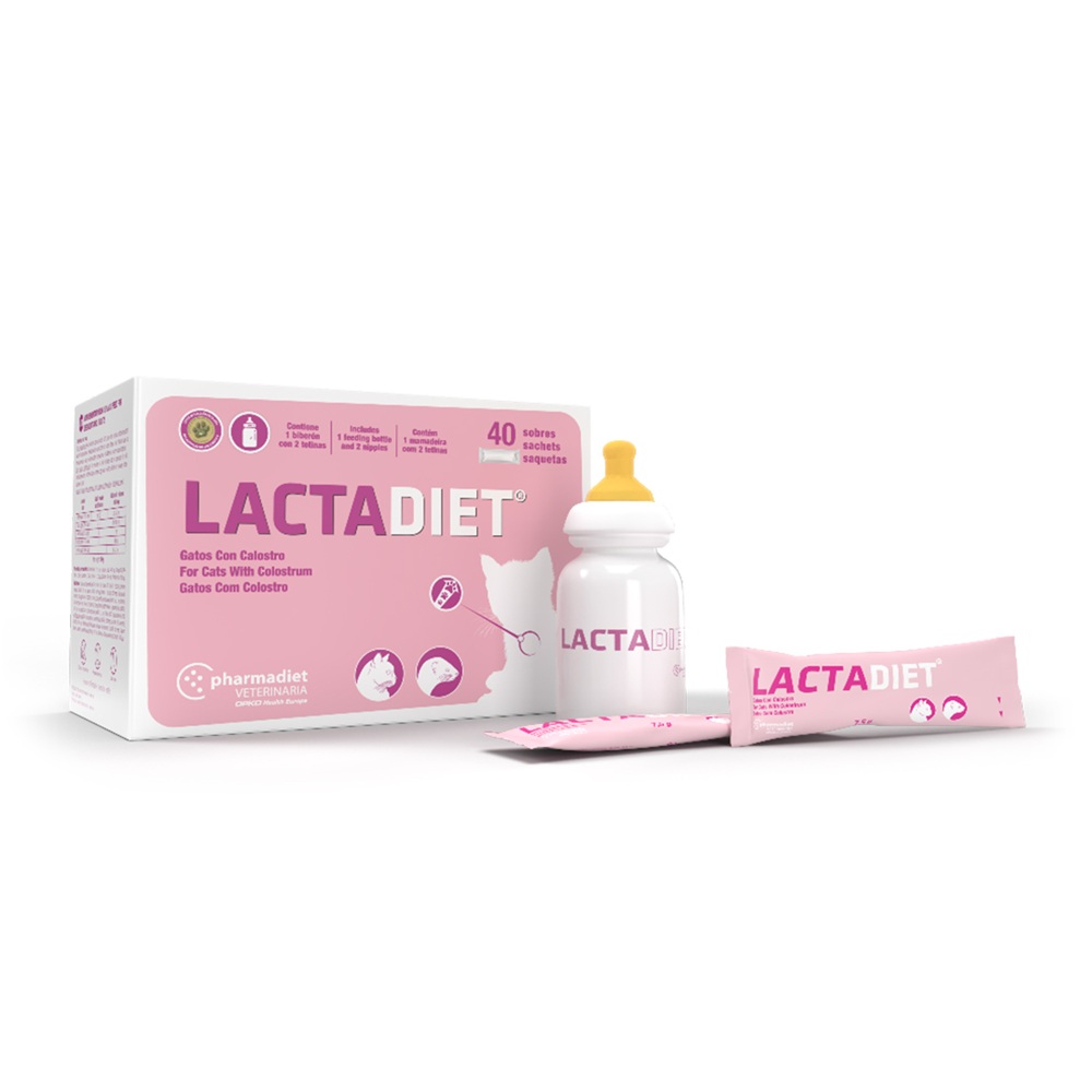 Inlocuitor de lapte cu Omega 3 si colostru pentru pisici si dihori Lactadiet Kitten, 40x7.5 g, Pharmadiet Veterinaria