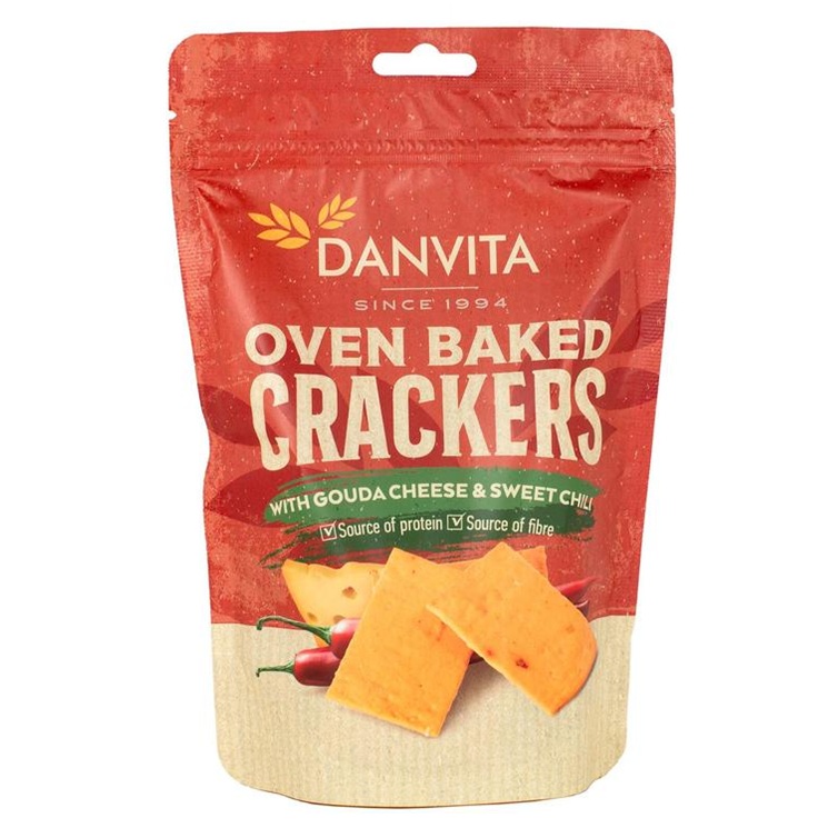 Crackers cu branza Gouda si Sweet Chili, 100 g, Danvita