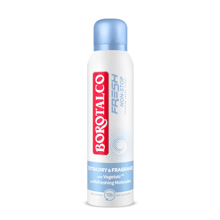 Deodorant Spray antiperspirant Fresh Non-Stop Fresh Talc Scent, 150 ml, Borotalco