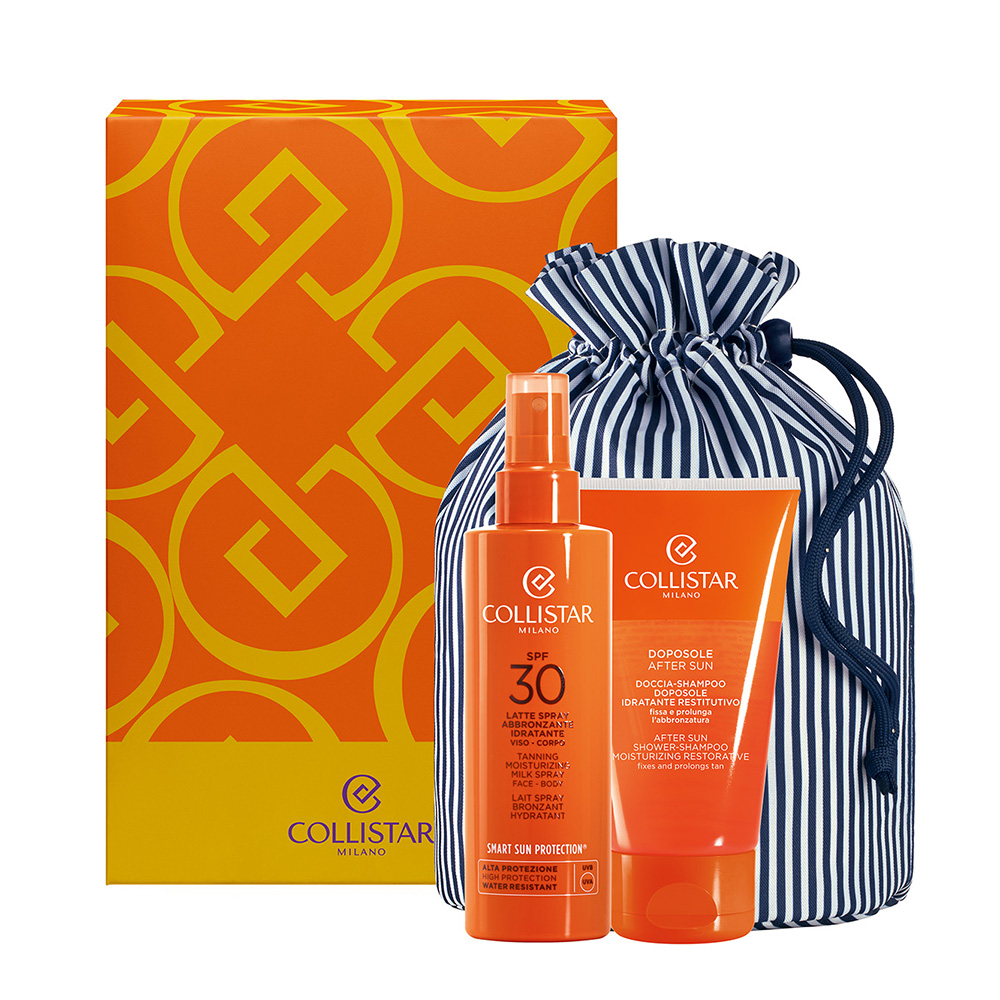 Set Spray protectie solara cu SPF30 200ml + Sampon si Gel de Dus After Sun 150ml + Saculet textil, Collistar