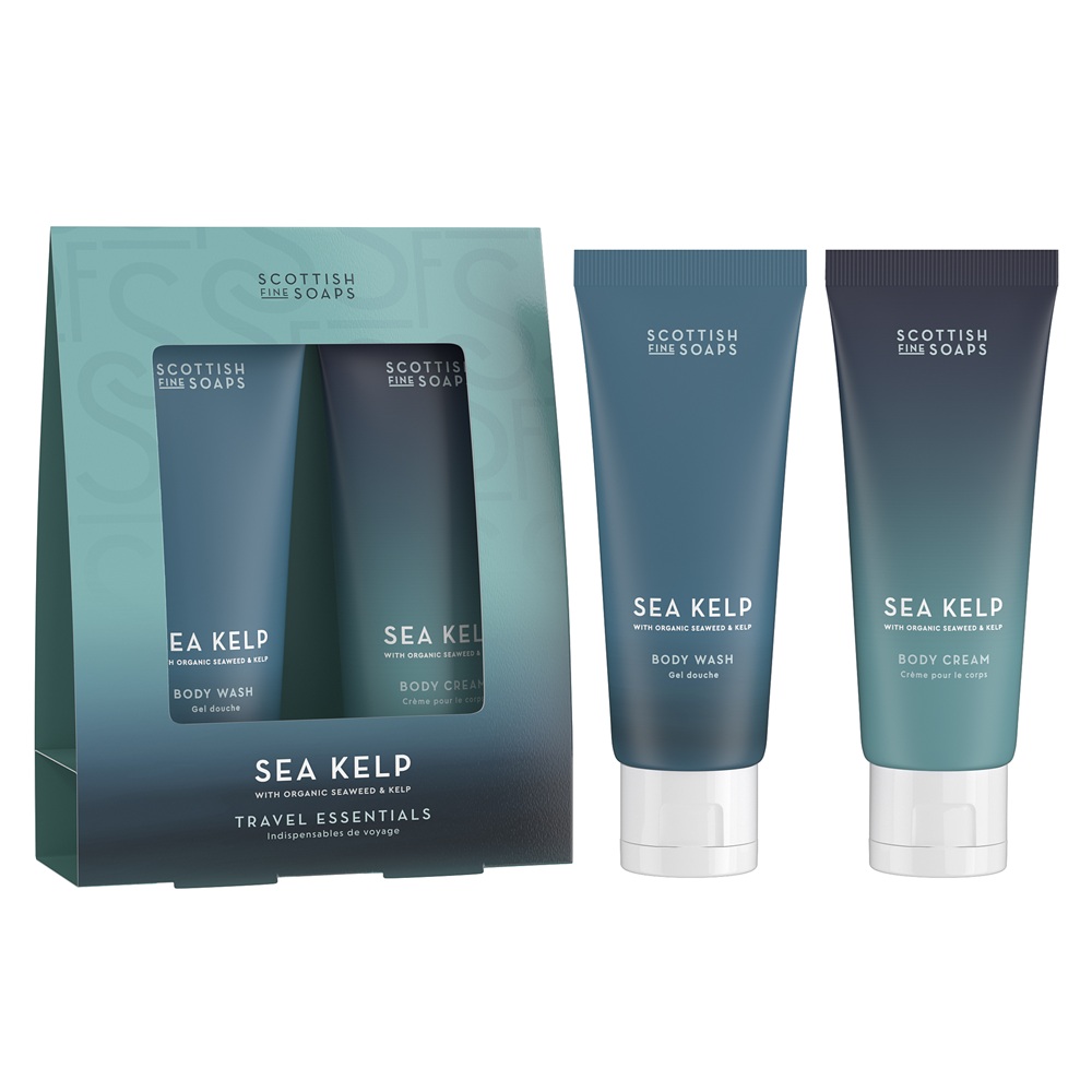 Set Gel de dus cu iarba de mare si alge marine 75 ml + Crema de corp cu iarba de mare si alge marine 75 ml Sea Kelp, Scottish Fine Soaps