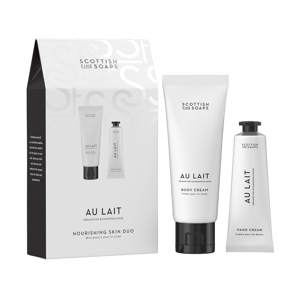 Set Crema pentru maini cu lapte de ovaz si musetel 30 ml + Crema de corp cu lapte de ovaz si musetel 75 ml Au Lait, Scottish Fine Soaps