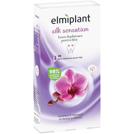 Benzile depilatoare pentru fata cu ulei de matase si orhidee Silk Sensation, 20 benzi, Elmiplant