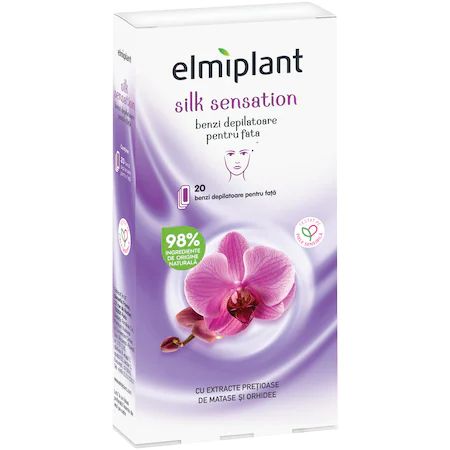 Benzile depilatoare pentru fata cu ulei de matase si orhidee Silk Sensation, 20 benzi, Elmiplant
