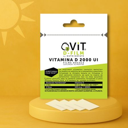 Filme bucale cu vitamina D 2000UI D-film, 30 bucati, Qvit 659521