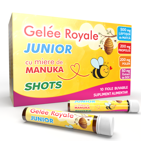 Gelee Royale Junior Shots, 10 fiole buvabile, Justin Pharma