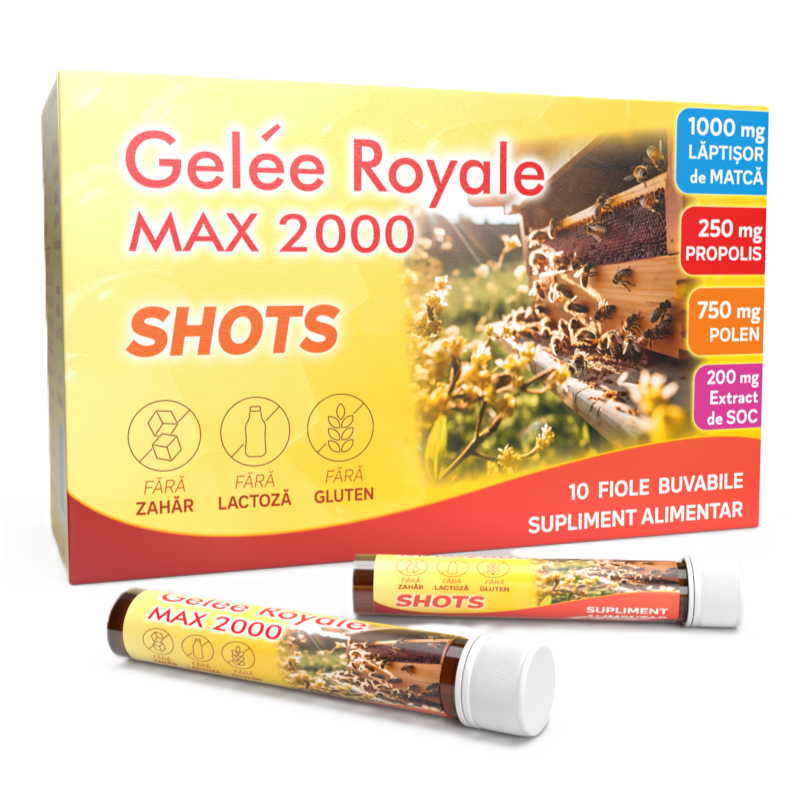 Gelee Royale Max 2000 Shots, 10 fiole buvabile, Justin Pharma