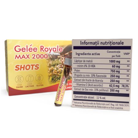 Gelee Royale Max 2000 Shots, 10 fiole buvabile, Justin Pharma 659535