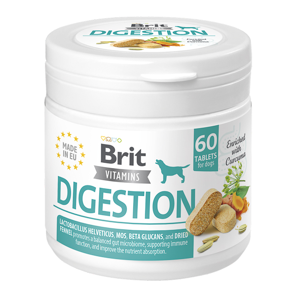 Recompense cu vitamine pentru caini Digestion, 60 tablete, Brit