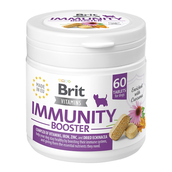 Recompense cu vitamine pentru caini Immunity Booster, 60 tablete, Brit