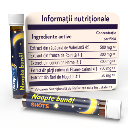 Noapte buna Shots SleepTime, 10 fiole buvabile, Justin Pharma 720407