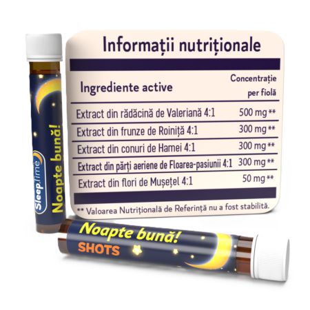 Noapte buna Shots SleepTime, 10 fiole buvabile, Justin Pharma 659571