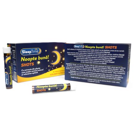 Noapte buna Shots SleepTime, 10 fiole buvabile, Justin Pharma 659569