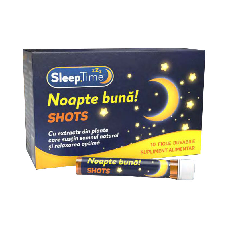 Noapte buna Shots SleepTime, 10 fiole buvabile, Justin Pharma