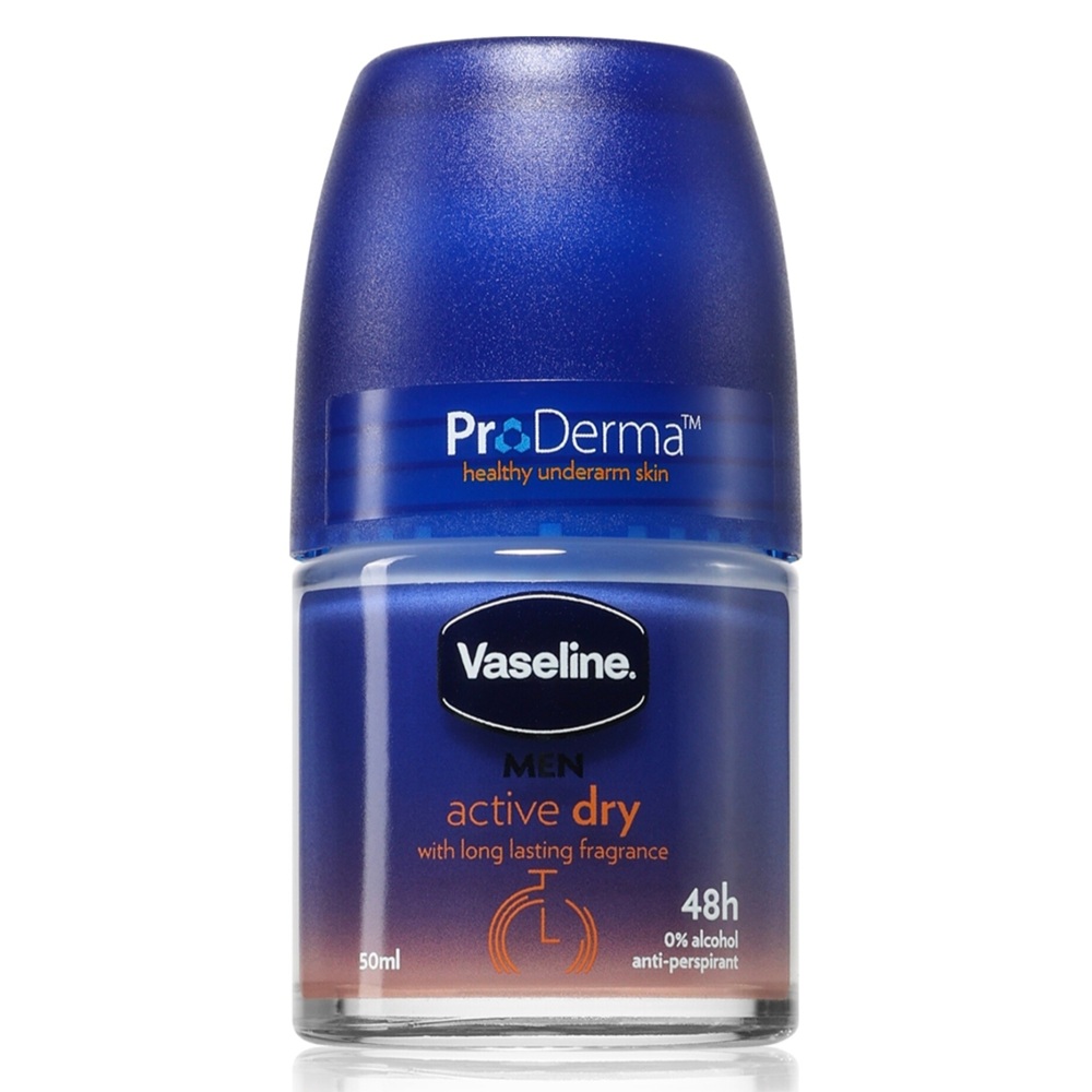 Deodorant roll-on antiperspirant pentru barbati 48h Pro Derma Active Dry, 50 ml, Vaseline