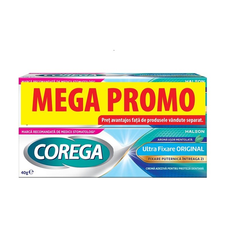 Crema adeziva pentru proteza dentara Ultra Fixare Corega, 2 x 40 g, Haleon