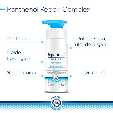 Lotiune reparatoare pentru corp Bepanthen Derma, 400 ml, Bayer 725741