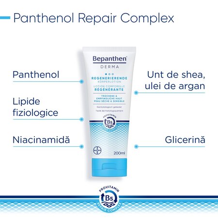 Lotiune reparatoare pentru corp Bepanthen Derma, 200 ml, Bayer 725729