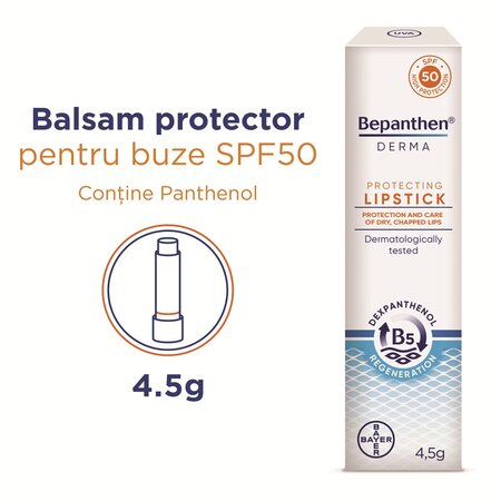 Balsam pentru buze protector cu SPF 50 Bepanthen Derma, 4.5 g, Bayer 725648
