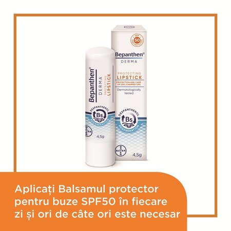 Balsam pentru buze protector cu SPF 50 Bepanthen Derma, 4.5 g, Bayer 725649