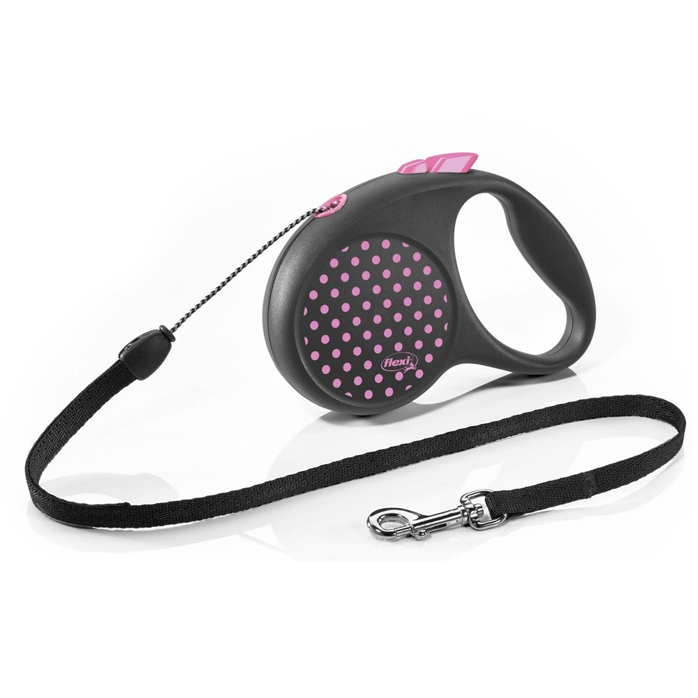 Lesa roz retractabila cu fir marimea S Fun Dots, 1 bucata, Flexi