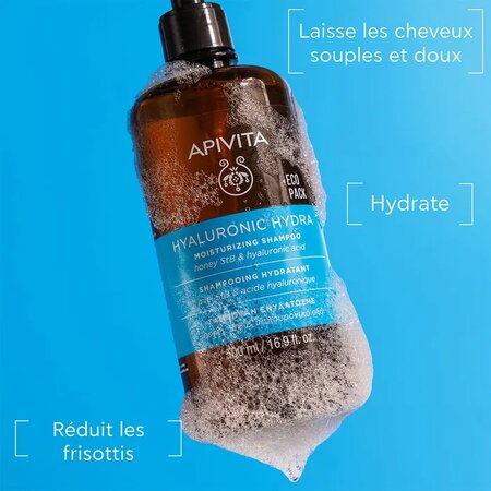 Sampon hidratant cu miere si acid hialuronic Hyaluronic Hydra, 500 ml, Apivita 660623