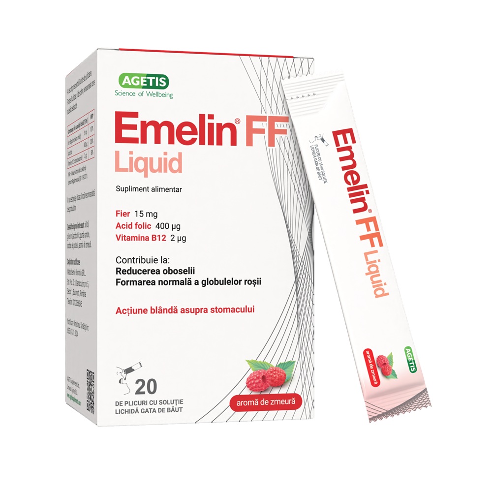 Bisglicinat de fier Emelin FF Liquid, 20 plicuri, Medochemie Ltd