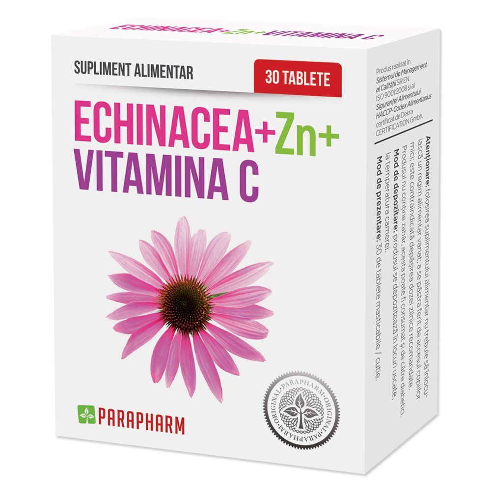 Echinacea + Zinc + Vitamina C, 30 capsule, Parapharm