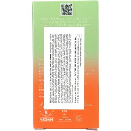 Stick pentru fata cu  protectie solara SPF 50+ Daily Soft Touch Sunscreen, 20 g, Purito 661657